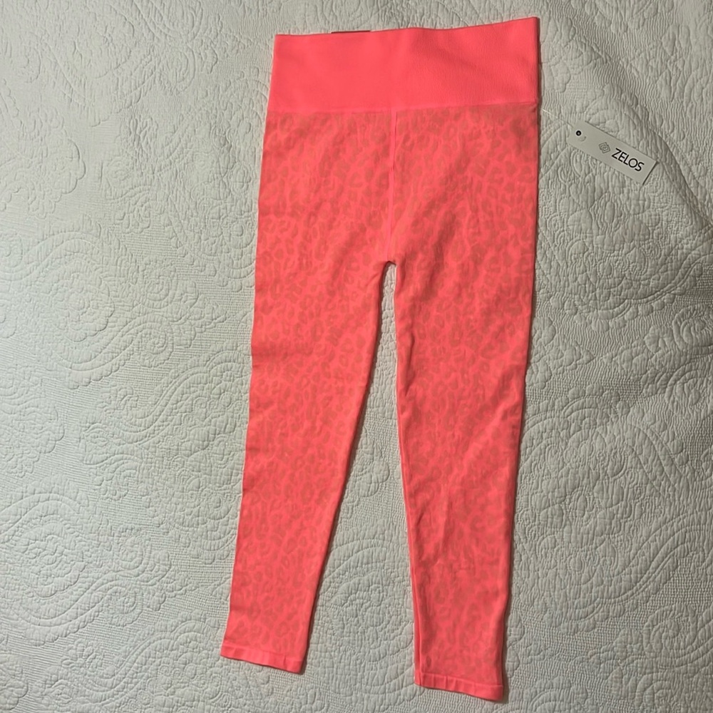 ZELOS Pink Animal Camo Print 7/8THS Leggings Activewear Size M NWT